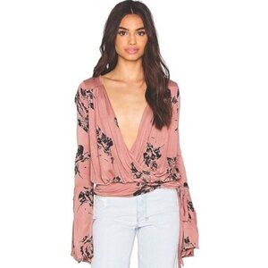FREE PEOPLE Fiona Shirt Bell Sleeve Blouse Paisley Wrap